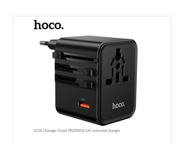 HOCO AC31 CHANGER 3 PORT PD25W 2C1A UNIVERSAL CHARGE