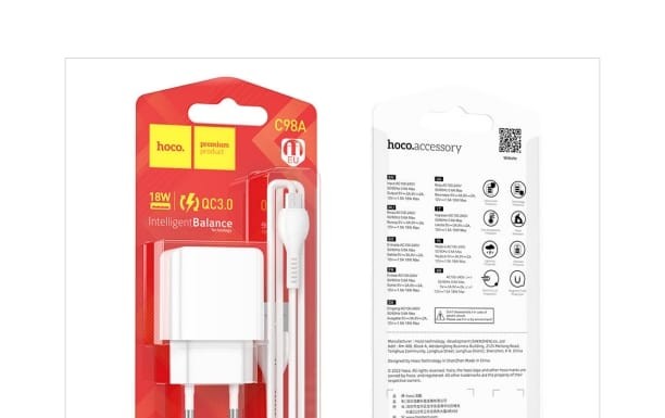 HOCO C98A QC3.0 SINGLE PORT CHARGER MICRO