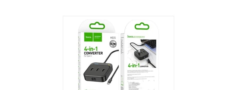 HOCO HB35 TC TO USB2.0*3+RJ45