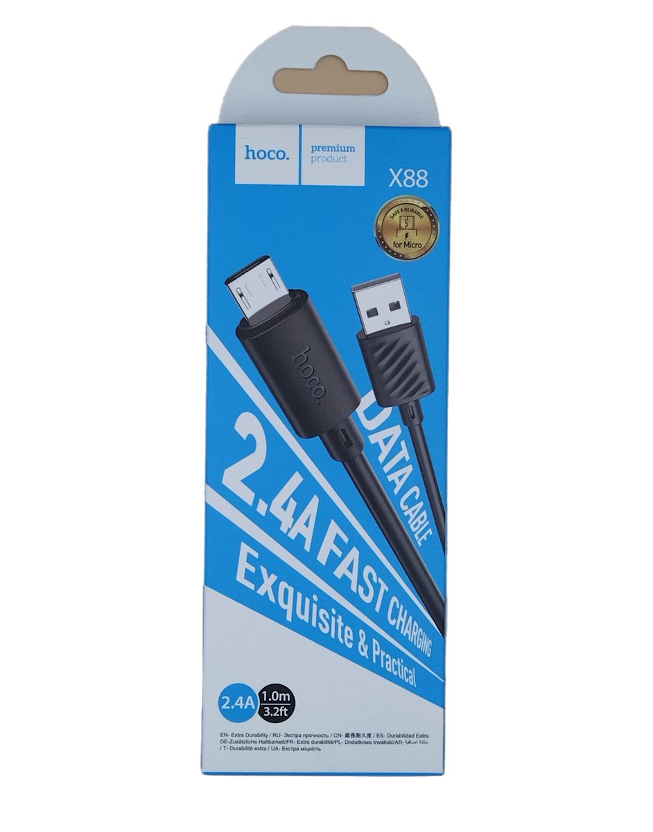 Hoco X88- USB to Micro Type-C Cable 2.4A (Fast Charging/Data Sync)